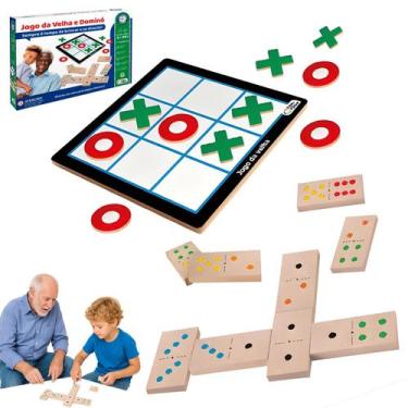 Imagem de Jogo da Velha Tabuleiro Domino Pedagogico Resistente Madeira - Pais e 