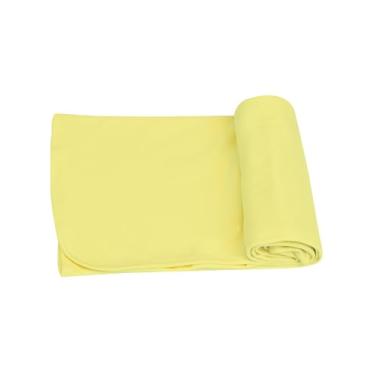 Imagem de Kit 2 Manta Cueiro Bebê em Malha de Algodão, 80x90cm, Acabamento em Viés, Ideal para Recém-Nascidos e Berço (Amarelo)