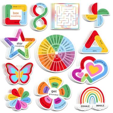 Imagem de 36 pçs adesivos sensoriais ansiedade calmante TDAH humor terapia calmante texturizado ansiedade adesivo sensorial conselheiro escolar respiração atenção plena fidget adesivo alívio ansiedade