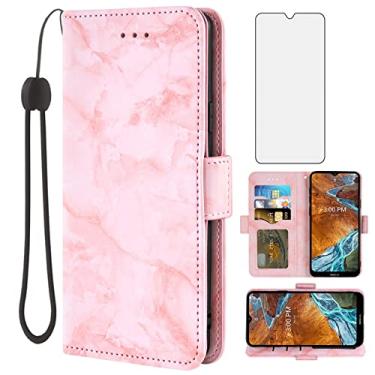 Imagem de Asuwish Capa de telefone para Nokia G300 5G N1374DL com protetor de tela de vidro temperado e capa carteira de mármore flip porta-cartão suporte suporte acessórios de celular de couro NokiaG300 G 300