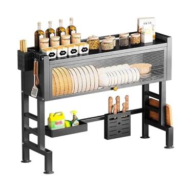 Imagem de Cozinha Escorredor De Louça Pratos Organizador Auto Sustentável Suspensa Modular Escorredor de Pia Aço 65cm (Preto)