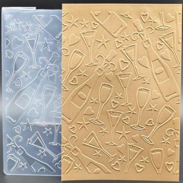 Imagem de Pasta em relevo de plástico tamanho A6 Natal champanhe celebração papel artesanato plástico texturizado impressões para fazer cartões scrapbooking