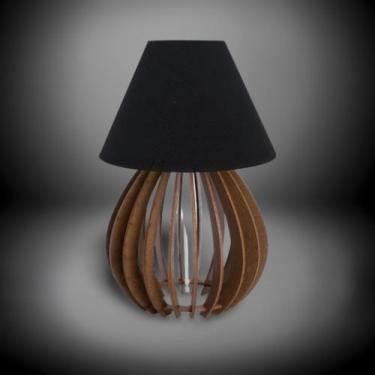 Imagem de 1 Abajur De Mesa Marrom Com Chapéu Preto Bivolt 110 / 220 v - Manushop