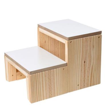 Imagem de Escadinha Escada 2 Degraus Reforçada Maca Depilação Madeira - Tribosho