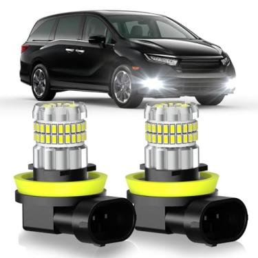 Imagem de SENROBO Adequado para Honda Odyssey 2005-2022 Lâmpadas de neblina ou DRL, 13000LM Super Brilhante 360° Luzes de Nevoeiro, 6000K Branco Frio Atualizado 4014 Chips Luz de Nevoeiro, Pacote com 2