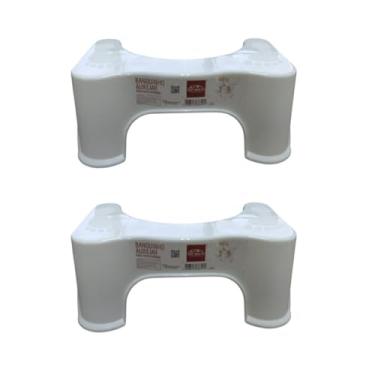 Imagem de Banquinho Auxiliar para Vaso Sanitário, Plástico Branco, Ergonômico, 17x22,5x39cm, Design Anatômico, Antiderrapante, Compacto