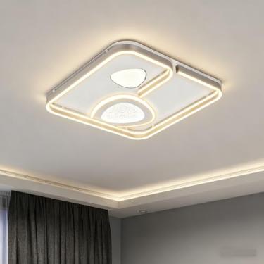 Imagem de Luminária de Teto LED 72W com IIluminação Potente e Econômica e 3 Cores Ajustáveis (3000K/4000K/6000K) - Espectro Completo, Bivolt, Cobertura Eficiente para Sala, Quarto e Cozinha de 8-20m²