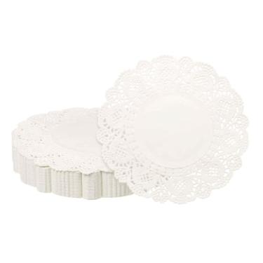 Imagem de HARFINGTON 200 peças de guardanapos de papel redondos de 11,5 cm para bolos sobremesa artesanato festa casamento aniversário decoração de mesa, branco