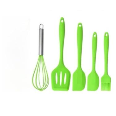 Imagem de Kit UtensíLios de Cozinha Silicone de 5，Colher Silicone，Multicolorido，Adequado para Restaurantes e Cozinhas(verde)