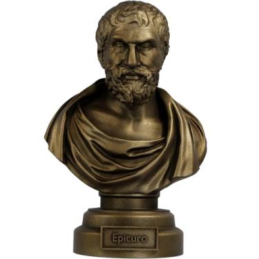 Imagem de Estátua Busto Epicuro de Samos - Filósofo Grego (Cor Ouro Velho)