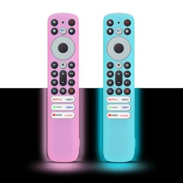 Imagem de [Pacote com 2] Capa protetora para controle remoto por voz TCL RC813 FMB1 / RC902V FMR1 / RC923 2023 capa protetora de silicone compatível com TCL Q6 Q7 QM8 S4 S3 Series Google TV Remote - brilho rosa