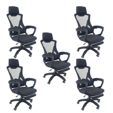 Imagem de Kit 5 Cadeiras de Escritório Presidente Executiva Oficial Supreme Preto