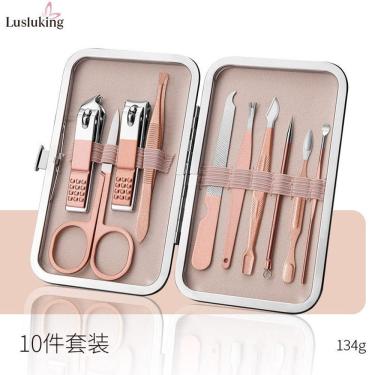 Imagem de Kit De Manicure Rosa Premium Em Aço Inoxidável - 10 Peças Essenciais Para Unhas Perfeitas Em Casa!