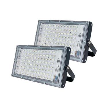 Imagem de Kit 2 Refletores Holofote 50W Modular Led Slim Industrial 6500K Branco