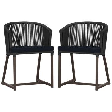 Imagem de 2 Cadeiras De Jantar Noronha Marrom Corda Náutica E12 Trama Preto