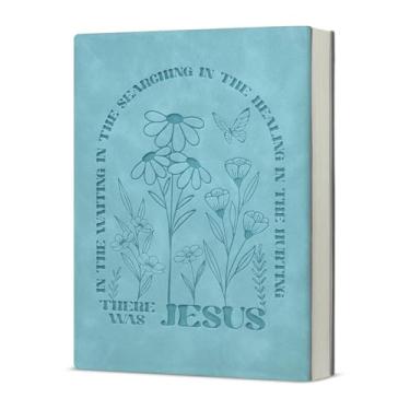 Imagem de KSFFWQIN Caderno cristão diário versículo bíblico There Was Jesus Caderno de escrita floral presentes religiosos para mulheres meninas colegas de trabalho amigas