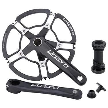 Imagem de Luzhengyang Pedaleira dobrável de alta resistência 130BCD 170 mm, peso liga de alumínio BMX, anel de corrente CNC de velocidade única, kit de suporte inferior - 56T, preto
