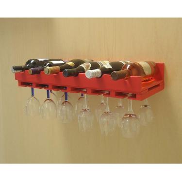 Imagem de Porta Taças E Prateleira Adega Bar New Vinhos E Garrafas Vermelho Laca