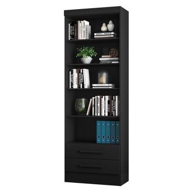 Imagem de Estante Livreiro 2 Gavetas E 5 Prateleiras Fancy Preto Fosco