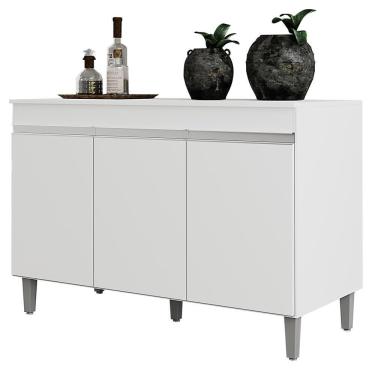 Imagem de Balcão Pia Manu 120cm Branco Com Tampo Mdp - Ajl Móveis Branco