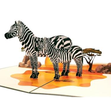 Imagem de Cartão de felicitações 3D iGifts and Cards Awesome Zebras – Feliz aniversário, amizade, obrigada, celebração, parabéns, todas as ocasiões, Miss You