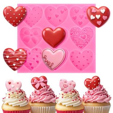 Imagem de JarThenaAMCS Moldes de fondant de Dia dos Namorados em forma de coração molde de silicone para fazer à mão DIY doce chocolate cubo de gelo biscoito decoração de festa suprimentos