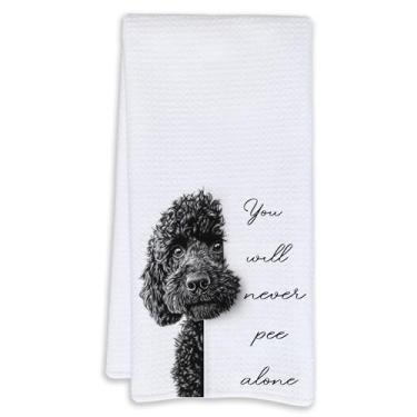 Imagem de Cabana Bro Toalhas de mão engraçadas para banheiro Poodle preto, presentes de poodle preto, você nunca vai fazer xixi sozinho, toalhas de mão engraçadas para decoração de banheiro, presentes de mãe