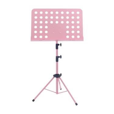 Imagem de oshhni Suporte de partitura antiderrapante, prático, dobrável e com altura ajustável, ideal para apresentações de violino no palco, Rosa