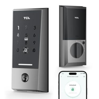 Imagem de TCL Fechadura inteligente D2, fechadura de porta inteligente Wi-Fi integrada, fechadura eletrônica de segurança de entrada sem chave para porta da frente, trava automática, controle de voz, fácil