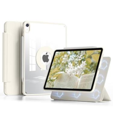 Imagem de GKABXY Capa transparente para iPad Air de 11 polegadas M3/M2 (2025/2024), iPad Air 5ª/4ª geração (2022/2020) 11 polegadas com suporte para lápis, parte traseira magnética removível giratória