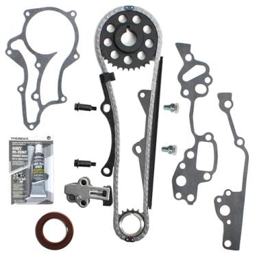 Imagem de Kit de corrente de distribuição com rodas dentadas e tensor compatível com Toyota Pickup 4Runner Celica 2.4L 22R 22RE 1985-1995 | Conjunto de engrenagem de sincronismo do motor com trilho guia de aço