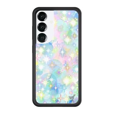 Imagem de Wildflower Capas - Compatível com Samsung Galaxy S25 | Amortecedor preto protetor, certificado de teste de queda de 1,2 m, pequenas empresas de propriedade feminina | Aquarela rosa azul diamantes