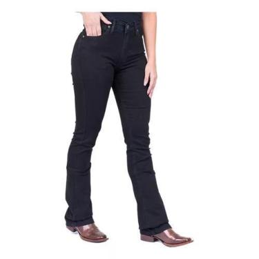 Imagem de Calça Feminina Original Wrangler Western Jeans Preto Flare Com Elastan