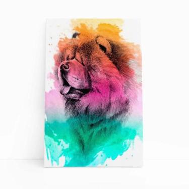 Imagem de Quadro Chow Chow Cachorro Aquarela Tinta Canvas 60X40Cm - Plimshop