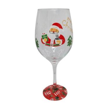 Imagem de Taça De Vinho Vidro 490 Ml De Natal Papai Noel Vermelho - Bialluz
