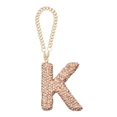 Imagem de Pingente de letra de carro brilhante, letra K, decoração de espelho retrovisor de carro, enfeites de cristal para mulheres, bolsas de água, copo de água, artesanato, champanhe