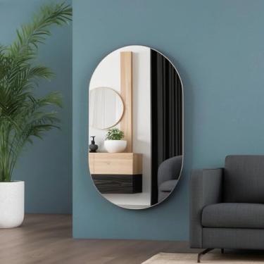 Imagem de Espelho Grande De Parede Oval Com Led Orgânico Banheiro Sala Quarto Luz Quente E Fria(Sem Led 40x50cm)