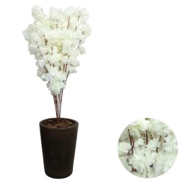 Imagem de Flor de Cerejeira Artificial Com Vaso Cone Decorativo Casa - Intcomerc