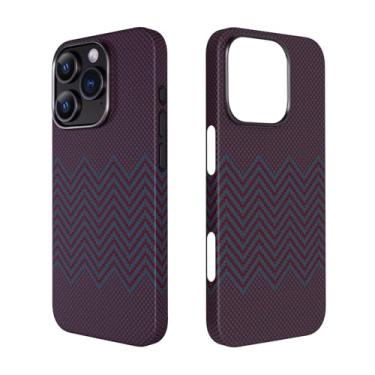 Imagem de Capa de fibra de aramida real para iPhone 16 Pro Max [6,9 polegadas] compatível com MagSafe, trama aramida 1500D, capa ultrafina com sensação sem capa, design de texturas de fibra de carbono proteção