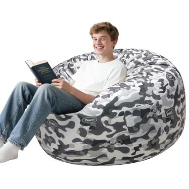 Imagem de Lukeight Capa para cadeira de pufe de armazenamento de animais de pelúcia - organizador de veludo premium com zíper YKK comporta mais de 180 brinquedos de pelúcia, decoração de quarto infantil lavável