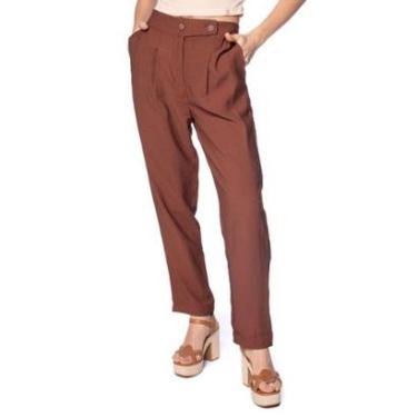 Imagem de Calça Feminina The Style Box Reta Cintura Alta Bege-Feminino