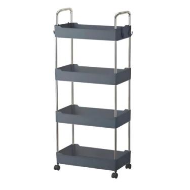 Imagem de Prateleira Carrinho Auxiliar Organizador de Objetos Multiuso 4 Andares com Rodinhas Cinza