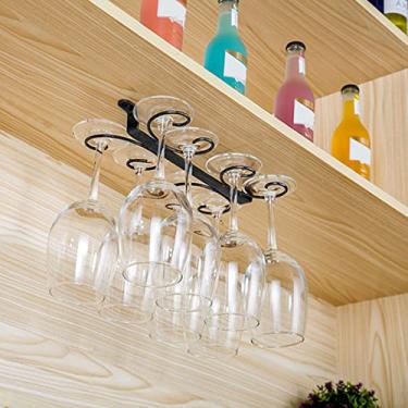 Imagem de ZFLYCANP Suporte para copos de vinho embaixo do armário, suporte de taças, organizador de taça de vinho de metal, resistente e fácil de instalar e economizar espaço, armazenamento para conhaque