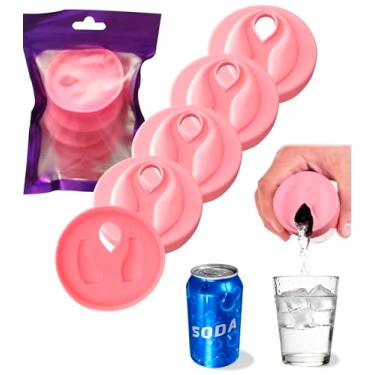Imagem de 5 peças de tampas de silicone para latas de refrigerante – presentes de despedida de solteiro, capas reutilizáveis para refrigerante, cerveja, bebidas, suco, coca-cola, serve para latas pequenas ou