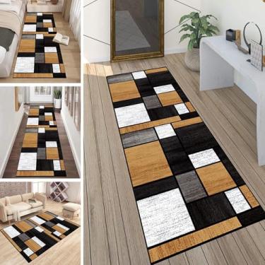 Imagem de HGTRH Tapete de corredor longo lavável, tapete fino, tapete de veludo de cristal, vintage, medalhão para sala de estar, corredor, cozinha, 120 x 250 cm