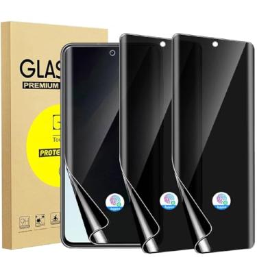 Imagem de zonyee [Pacote com 3] Protetor de tela de privacidade para Galaxy S21 FE [Sem vidro], película de TPU flexível totalmente adesiva anti-espião para Samsung Galaxy S21 FE 6,4 polegadas [suporta leitor