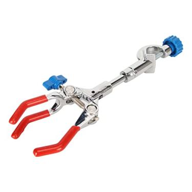 Imagem de Braçadeira de laboratório de 3 pinos, braçadeira de frasco de aço inoxidável com pressão ajustável revestida de borracha para segurar objetos de até 3,5 pol. de diâmetro