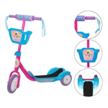 Imagem de Patinete Infantil 3 anos Princesas Rosa e Azul com Cesta