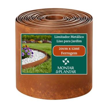 Imagem de Limitador Metálico Liso para Jardim 20cm x 12mt Ferrugem - Montar & Pl