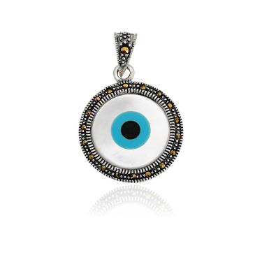 Imagem de Pingente Olho Grego Madreperola 3,2cm Prata 925